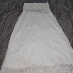 Maurices White Maxi Skirt with Lace Hem